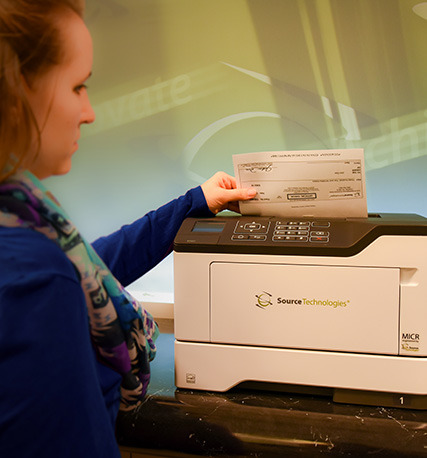 MICR Printer printing a check